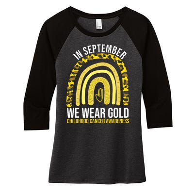 In September We Wear Gold Childhood Cancer Awareness Women's Tri-Blend 3/4-Sleeve Raglan Shirt