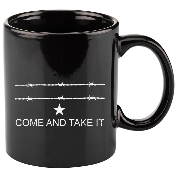 I Stand With Texas Razor Wire Come And Take It 11oz C Handle Ceramic Mug