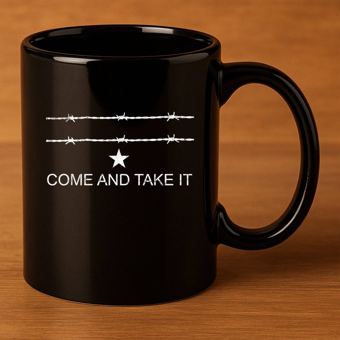 I Stand With Texas Razor Wire Come And Take It 11oz C Handle Ceramic Mug