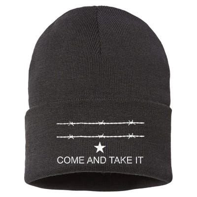 I Stand With Texas Razor Wire Come And Take It Sustainable Knit Beanie