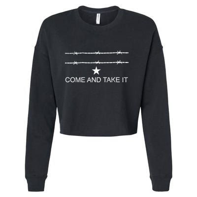 I Stand With Texas Razor Wire Come And Take It Cropped Pullover Crew