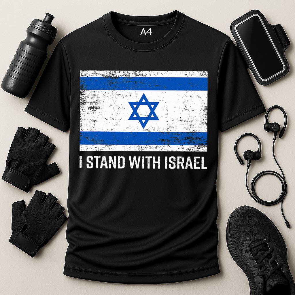 I Stand With Israel  Israeli Flag Jewish Star Of David  Performance Shirt