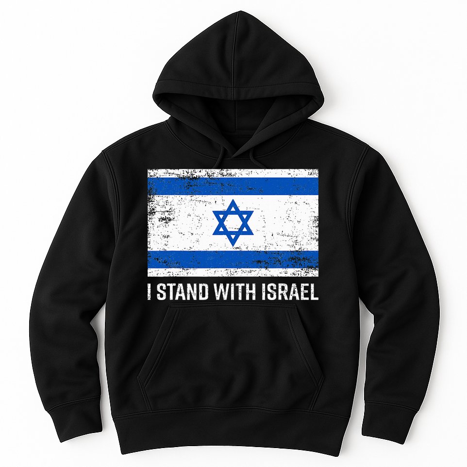 I Stand With Israel  Israeli Flag Jewish Star Of David  Hoodie