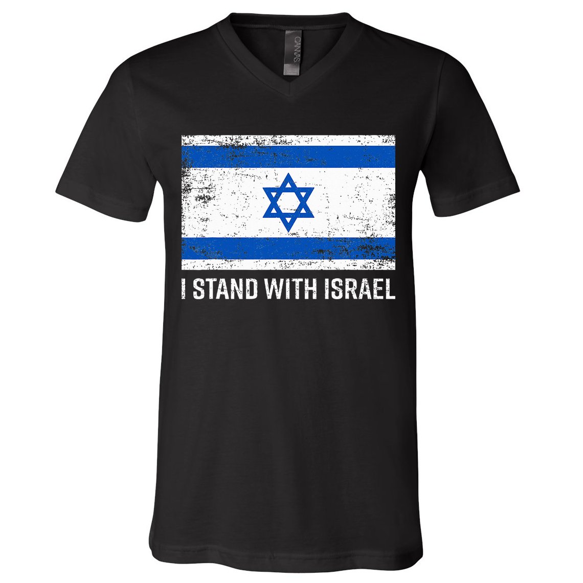 I Stand With Israel  Israeli Flag Jewish Star Of David  V-Neck T-Shirt