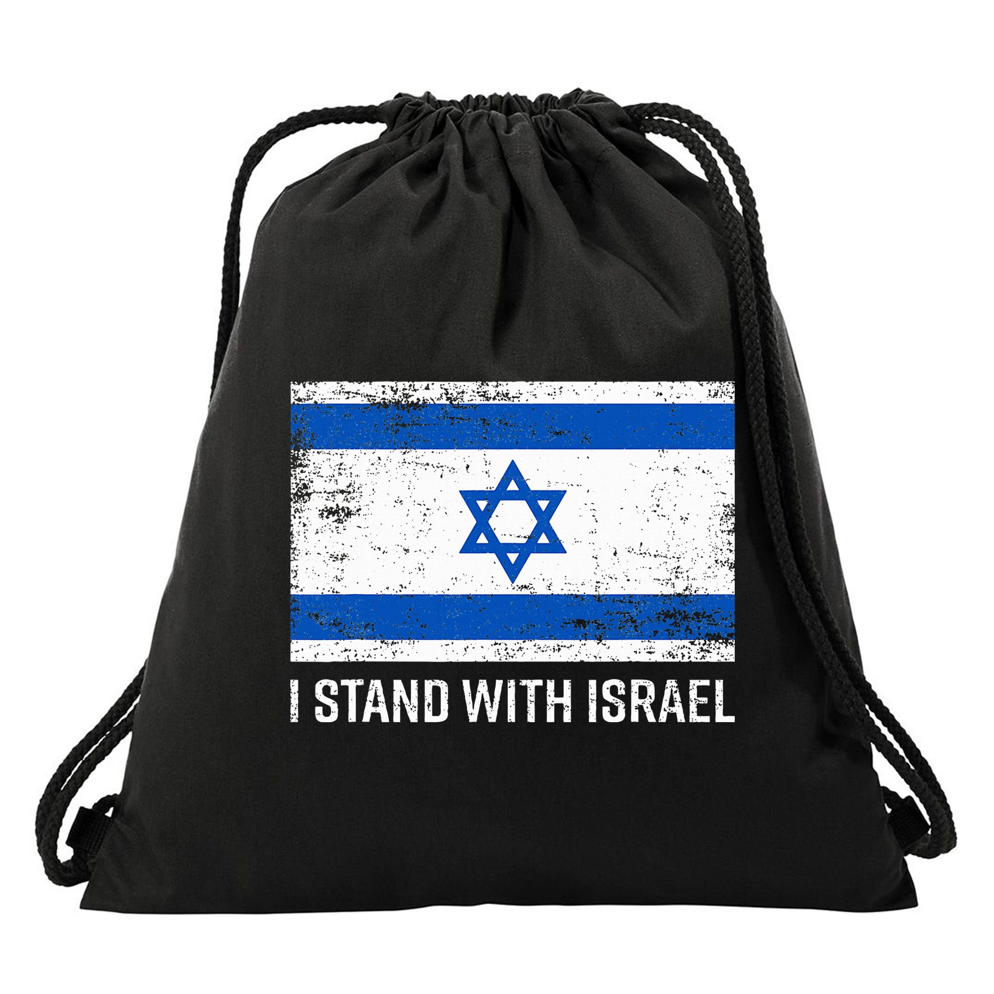 I Stand With Israel  Israeli Flag Jewish Star Of David  Drawstring Bag