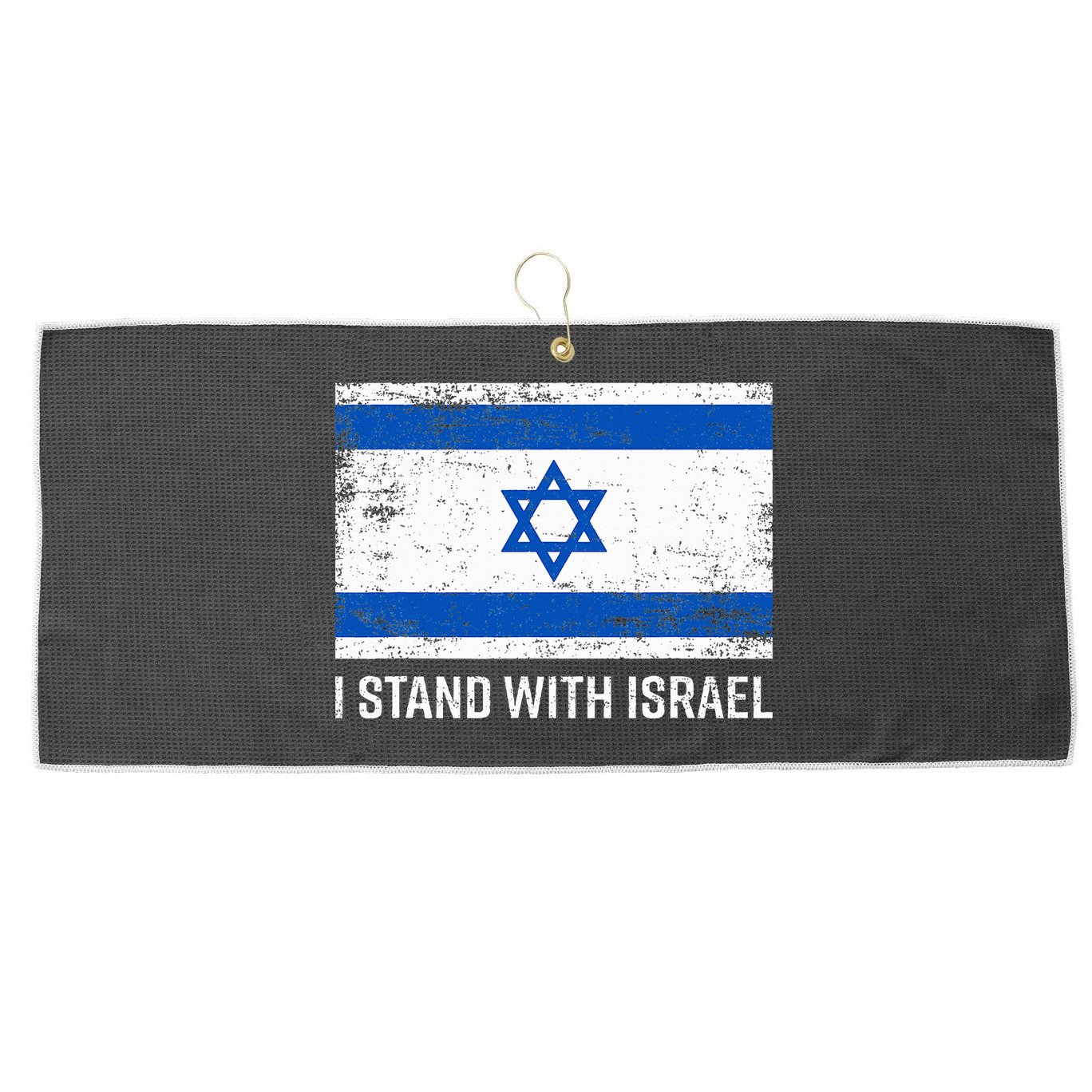 I Stand With Israel  Israeli Flag Jewish Star Of David  Large Microfiber Waffle Golf Towel
