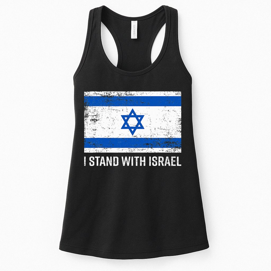 I Stand With Israel  Israeli Flag Jewish Star Of David  Womens Tank Top