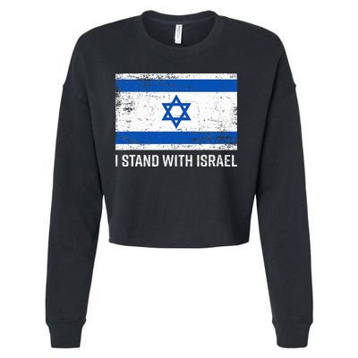 I Stand With Israel  Israeli Flag Jewish Star Of David  Cropped Pullover Crew