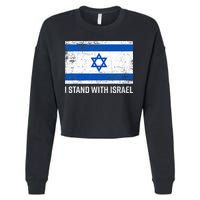 I Stand With Israel  Israeli Flag Jewish Star Of David  Cropped Pullover Crew