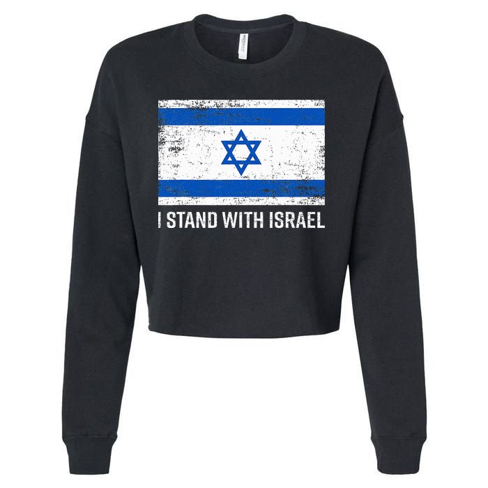 I Stand With Israel  Israeli Flag Jewish Star Of David  Cropped Pullover Crew
