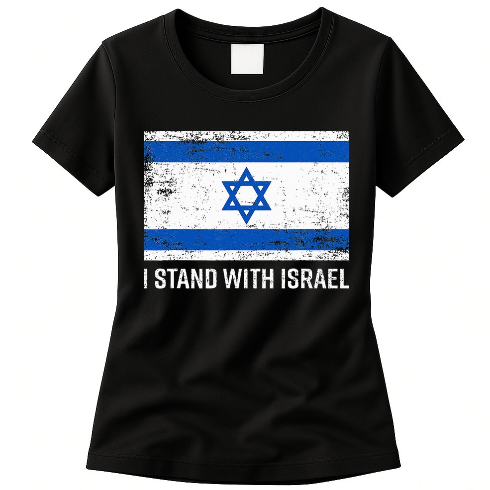 I Stand With Israel  Israeli Flag Jewish Star Of David  Womens T-Shirt