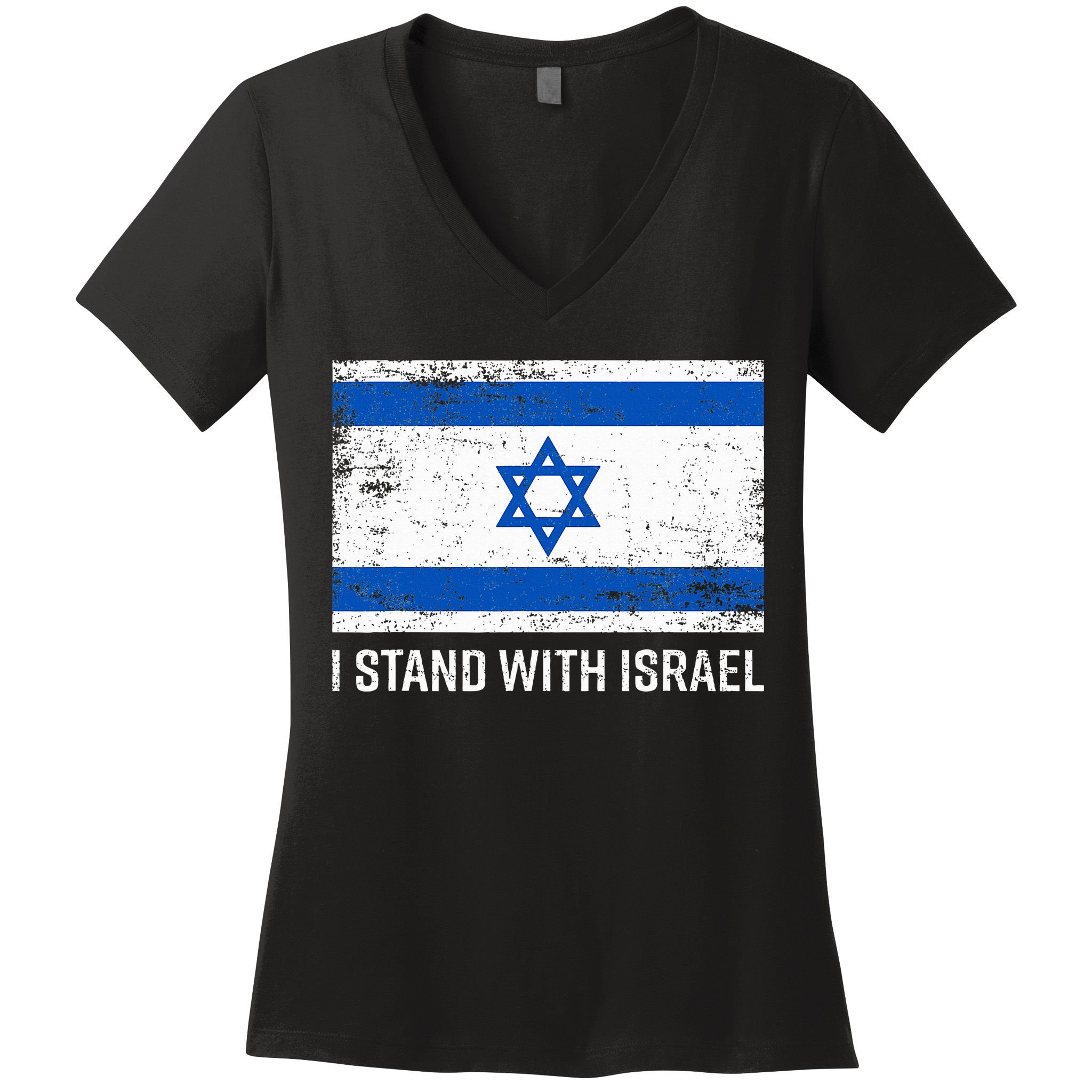 I Stand With Israel  Israeli Flag Jewish Star Of David  Women's V-Neck T-Shirt