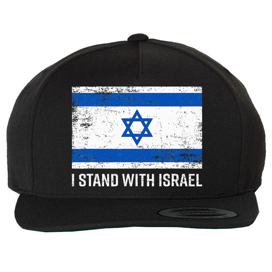 I Stand With Israel  Israeli Flag Jewish Star Of David  Wool Snapback Cap