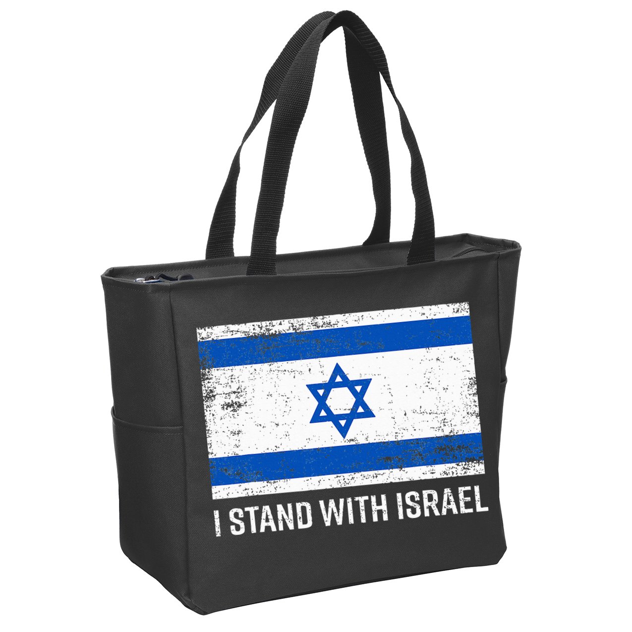 I Stand With Israel  Israeli Flag Jewish Star Of David  Zip Tote Bag
