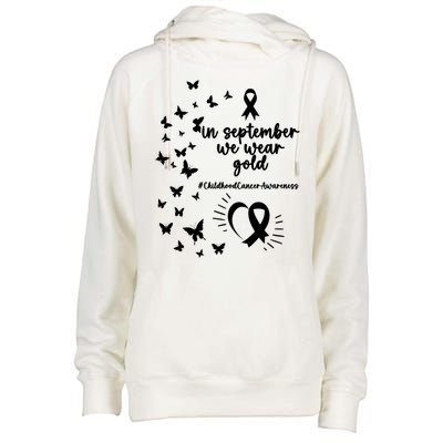 In September We Wear Gold Childhood Cancer Awareness Womens Funnel Neck Pullover Hood