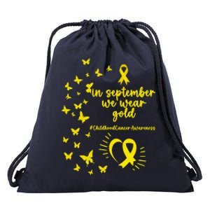 In September We Wear Gold Childhood Cancer Awareness Drawstring Bag