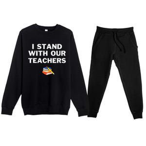 I Stand With Our Teachers & Stand Against Book Banning! Premium Crewneck Sweatsuit Set