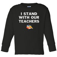 I Stand With Our Teachers & Stand Against Book Banning! Toddler Long Sleeve Shirt