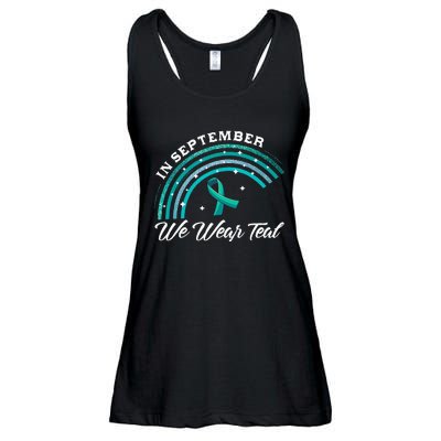 In September We Wear Teal Rainbow Ovarian Cancer Awareness Ladies Essential Flowy Tank