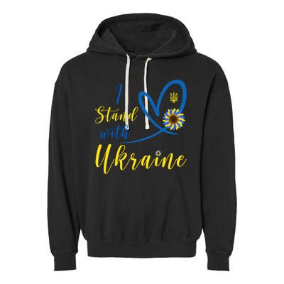 I Stand With Ukraine Flag Symbol Sunflower Garment-Dyed Fleece Hoodie