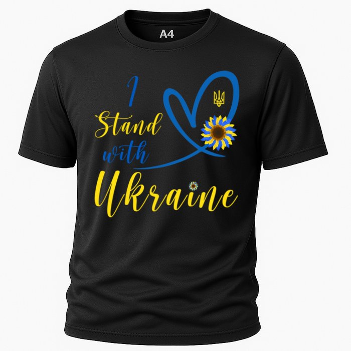 I Stand With Ukraine Flag Symbol Sunflower Cooling Performance Crew T-Shirt