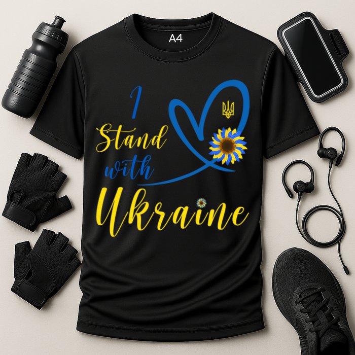 I Stand With Ukraine Flag Symbol Sunflower Cooling Performance Crew T-Shirt