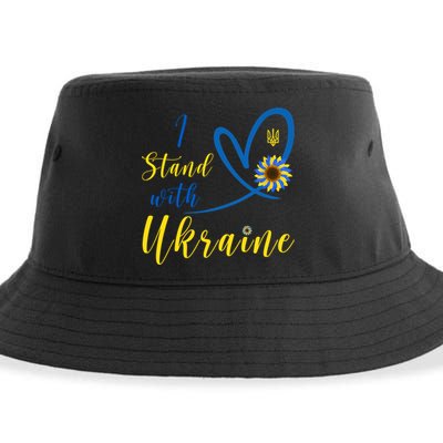 I Stand With Ukraine Flag Symbol Sunflower Sustainable Bucket Hat