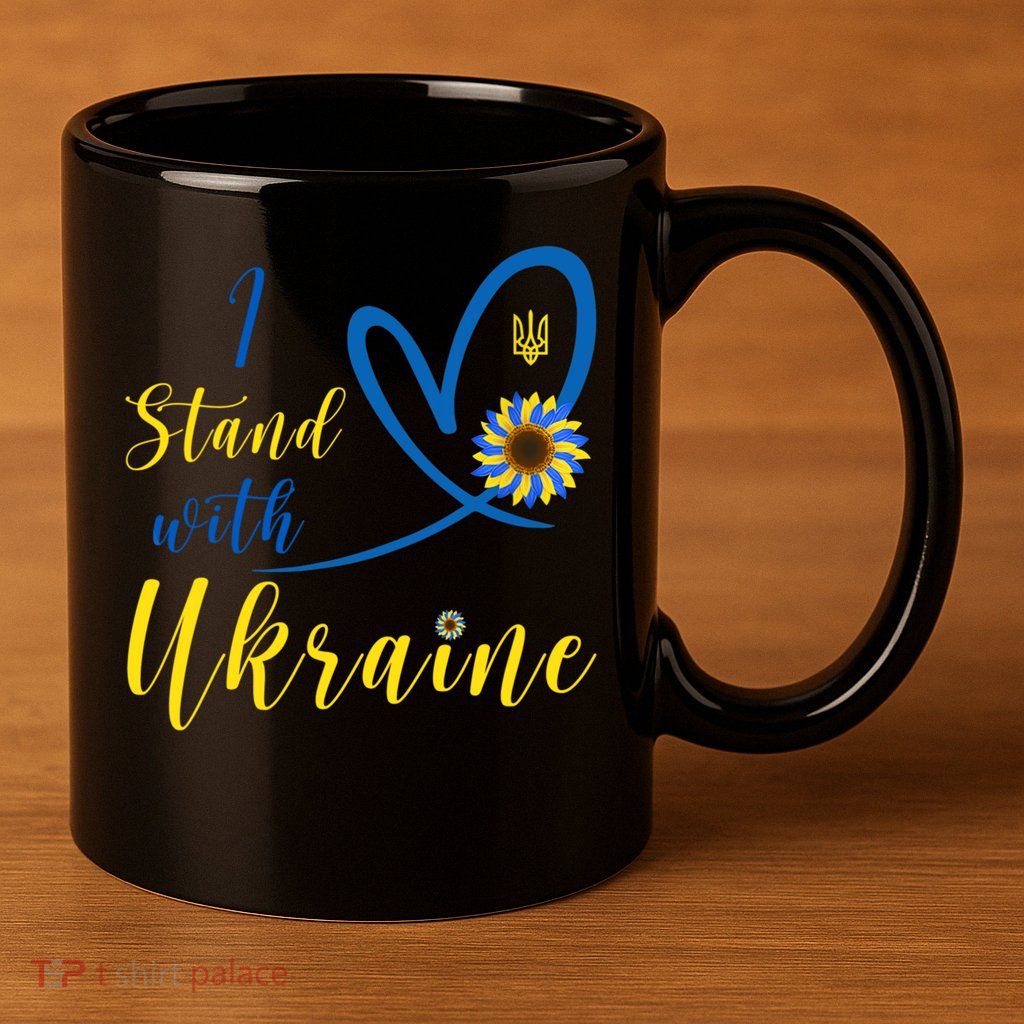 I Stand With Ukraine Flag Symbol Sunflower 11oz C Handle Ceramic Mug