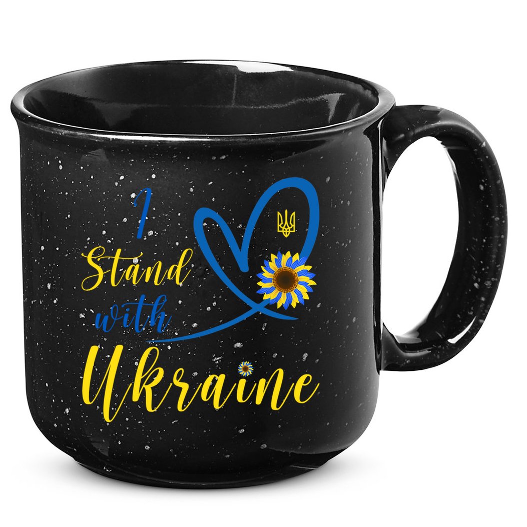 I Stand With Ukraine Flag Symbol Sunflower 15oz Campfire Ceramic Mug