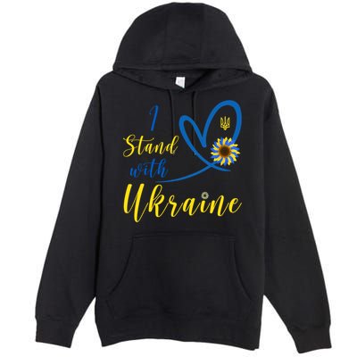 I Stand With Ukraine Flag Symbol Sunflower Premium Pullover Hoodie