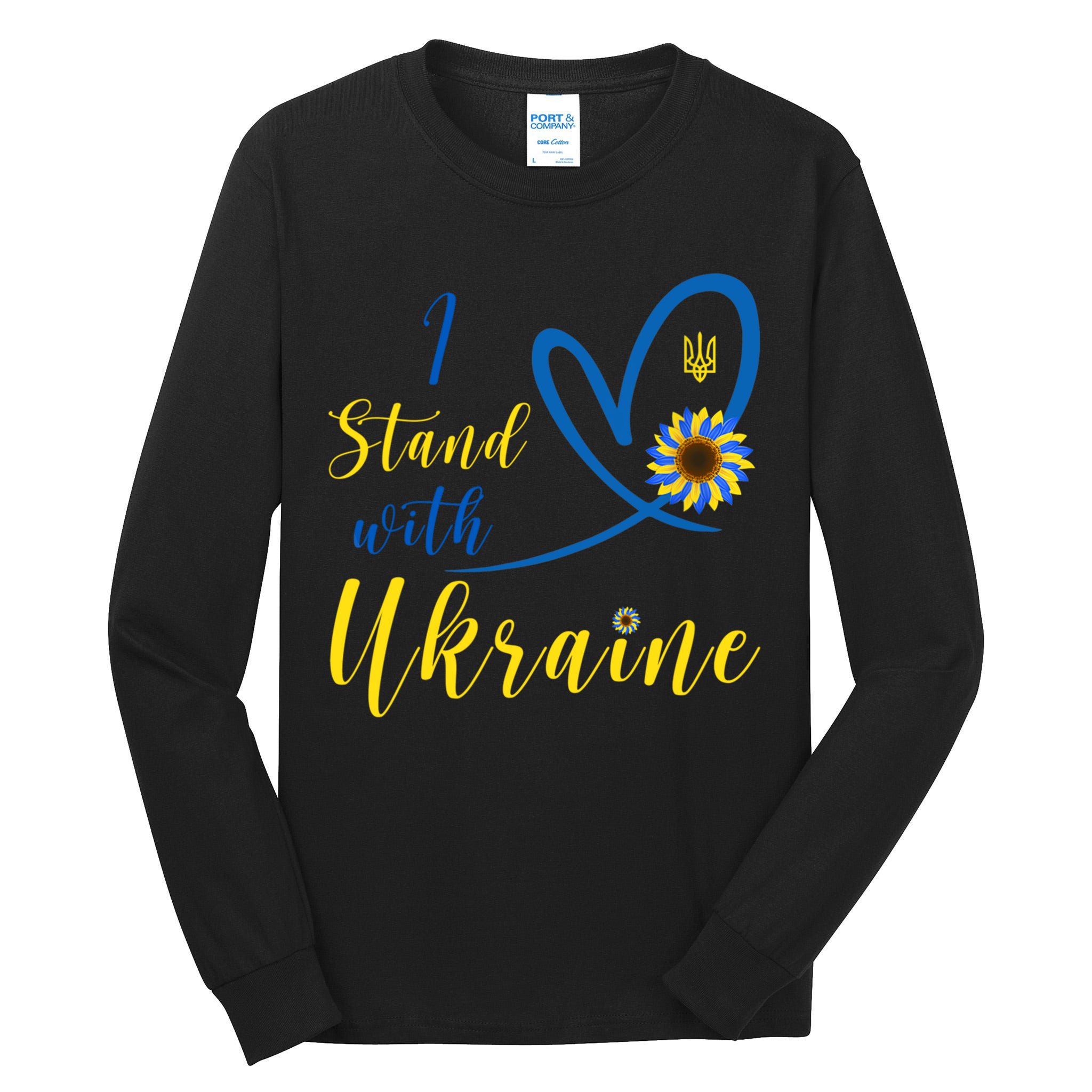 I Stand With Ukraine Flag Symbol Sunflower Tall Long Sleeve T-Shirt