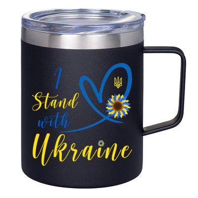I Stand With Ukraine Flag Symbol Sunflower 12oz Stainless Steel Coffee Mug
