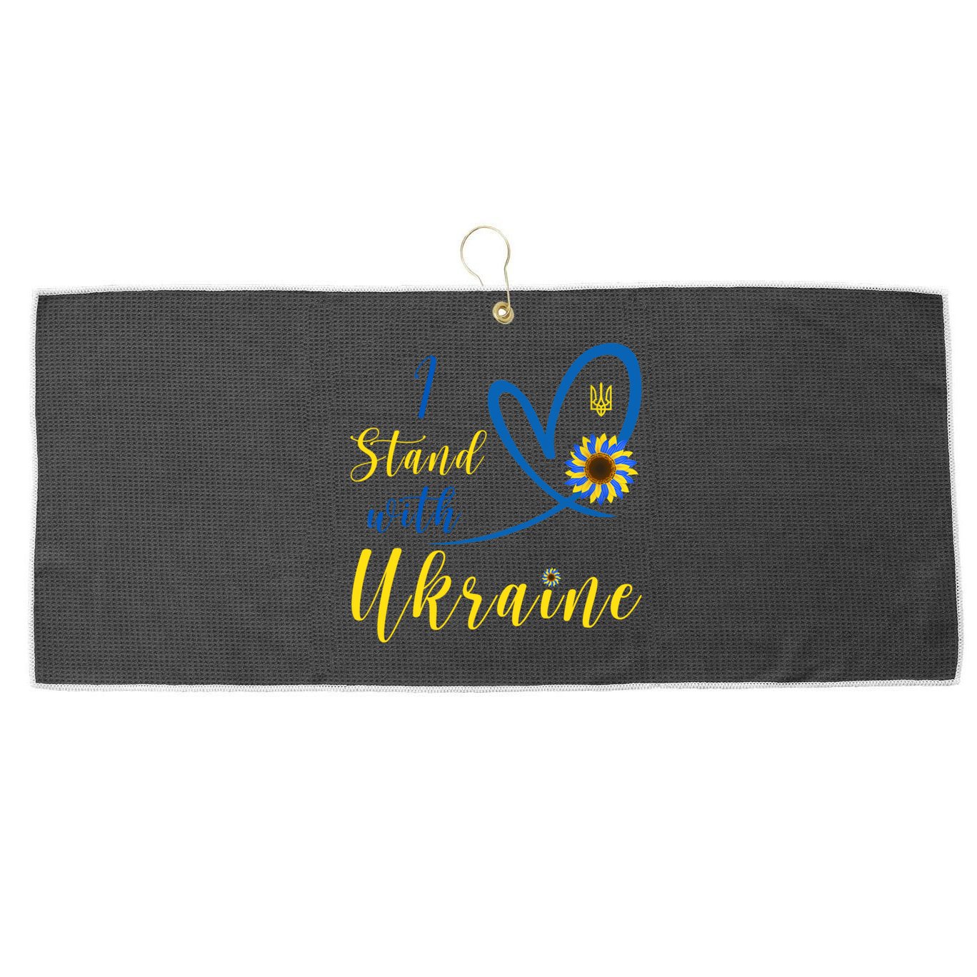 I Stand With Ukraine Flag Symbol Sunflower Large Microfiber Waffle Golf Towel