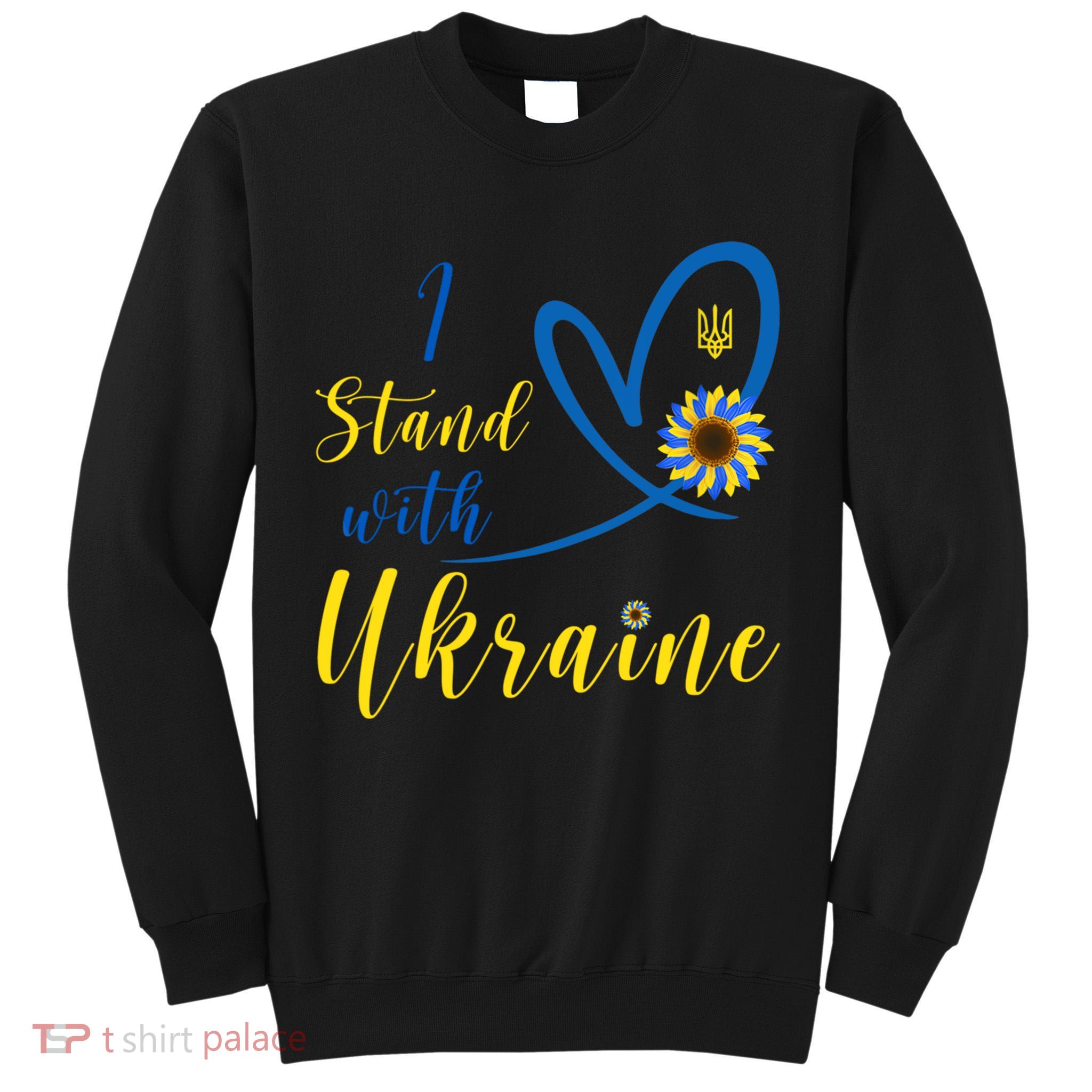 I Stand With Ukraine Flag Symbol Sunflower Tall Sweatshirt