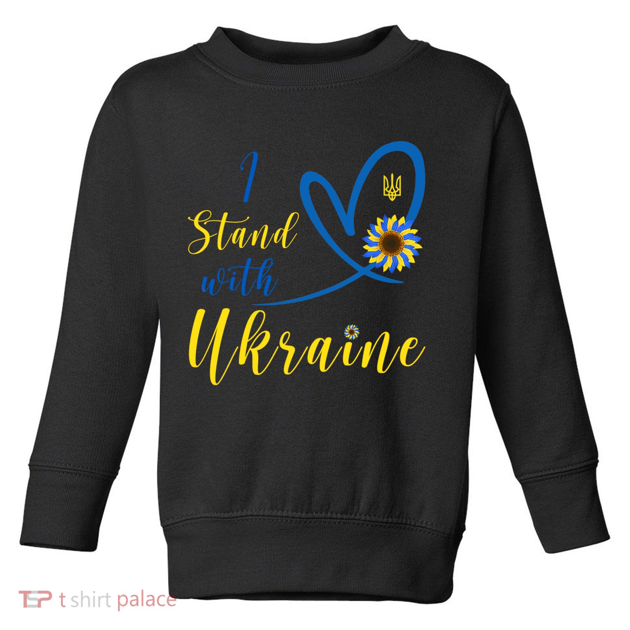 I Stand With Ukraine Flag Symbol Sunflower Toddler Sweatshirt