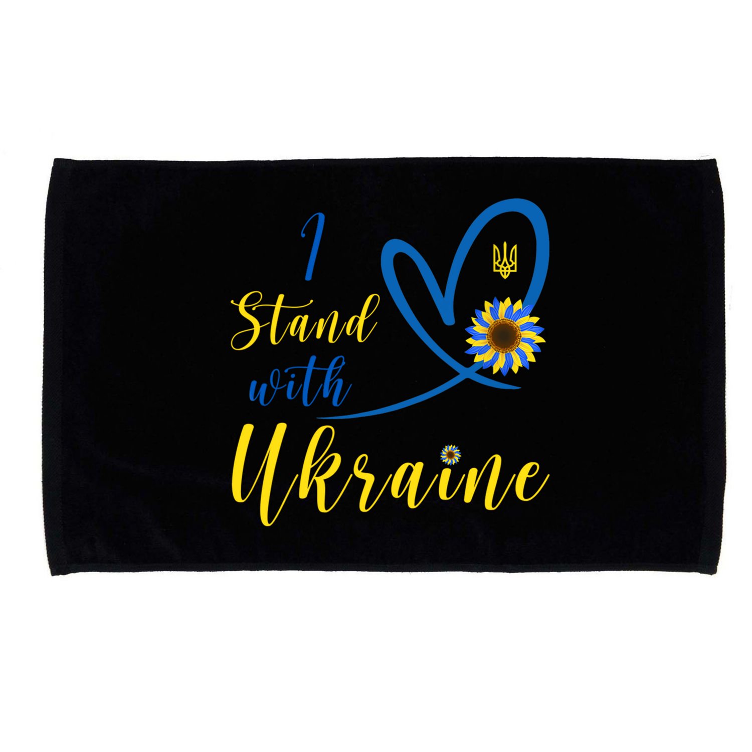 I Stand With Ukraine Flag Symbol Sunflower Microfiber Hand Towel