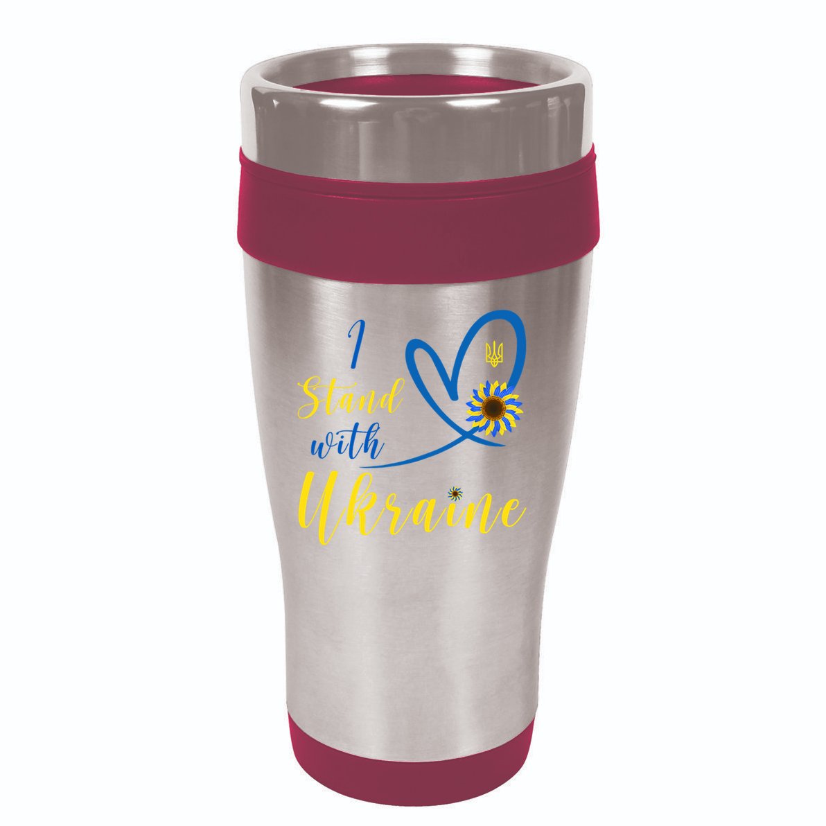 I Stand With Ukraine Flag Symbol Sunflower 16oz Travel Tumbler