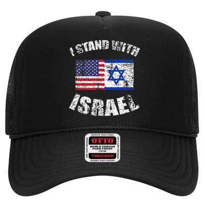 I Stand With Israel My Support Israel Flag Pride High Crown Mesh Back Trucker Hat