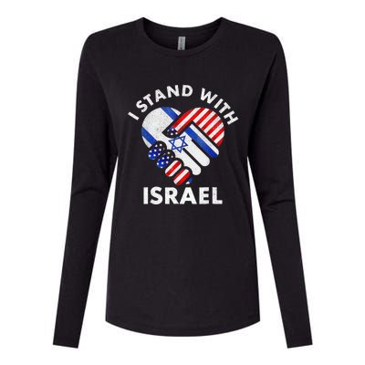 I Stand With Israel USA American Flag with Israel Flag Womens Cotton Relaxed Long Sleeve T-Shirt