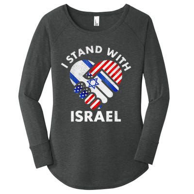 I Stand With Israel USA American Flag with Israel Flag Women's Perfect Tri Tunic Long Sleeve Shirt