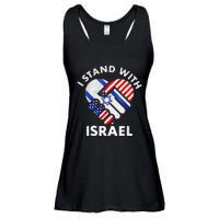 I Stand With Israel USA American Flag with Israel Flag Ladies Essential Flowy Tank