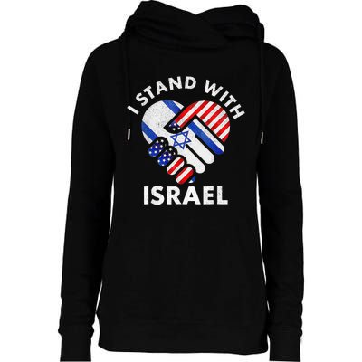 I Stand With Israel USA American Flag with Israel Flag Womens Funnel Neck Pullover Hood