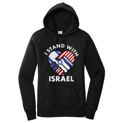 I Stand With Israel USA American Flag with Israel Flag Women's Pullover Hoodie