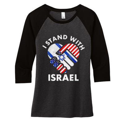 I Stand With Israel USA American Flag with Israel Flag Women's Tri-Blend 3/4-Sleeve Raglan Shirt