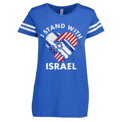 I Stand With Israel USA American Flag with Israel Flag Enza Ladies Jersey Football T-Shirt