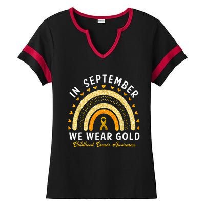 In September We Wear Gold Childhood Cancer Awareness Ladies Halftime Notch Neck Tee