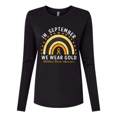 In September We Wear Gold Childhood Cancer Awareness Womens Cotton Relaxed Long Sleeve T-Shirt