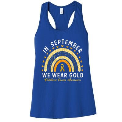 In September We Wear Gold Childhood Cancer Awareness Women's Racerback Tank