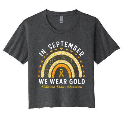 In September We Wear Gold Childhood Cancer Awareness Women's Crop Top Tee