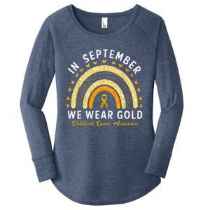 In September We Wear Gold Childhood Cancer Awareness Women's Perfect Tri Tunic Long Sleeve Shirt